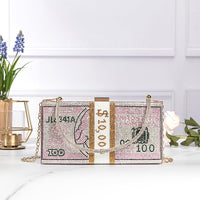 Thumbnail for Covelin Dollar Clutch Purse for Women from, Rhinestone Evening Handbag Money Bag Pink