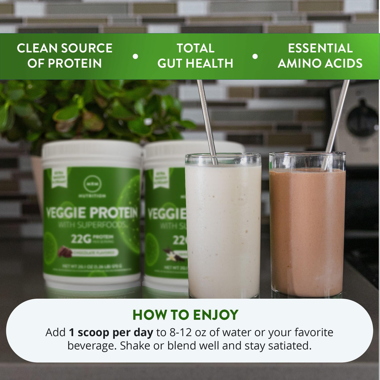 MRM Nutrition Veggie Protein with Superfoods - Chocolate Flavored Protein Powder for Women & Men, 22g of Vegan Protein, Amino Acids & Digestive Enzymes, Gluten & Dairy Free - 31 Servings