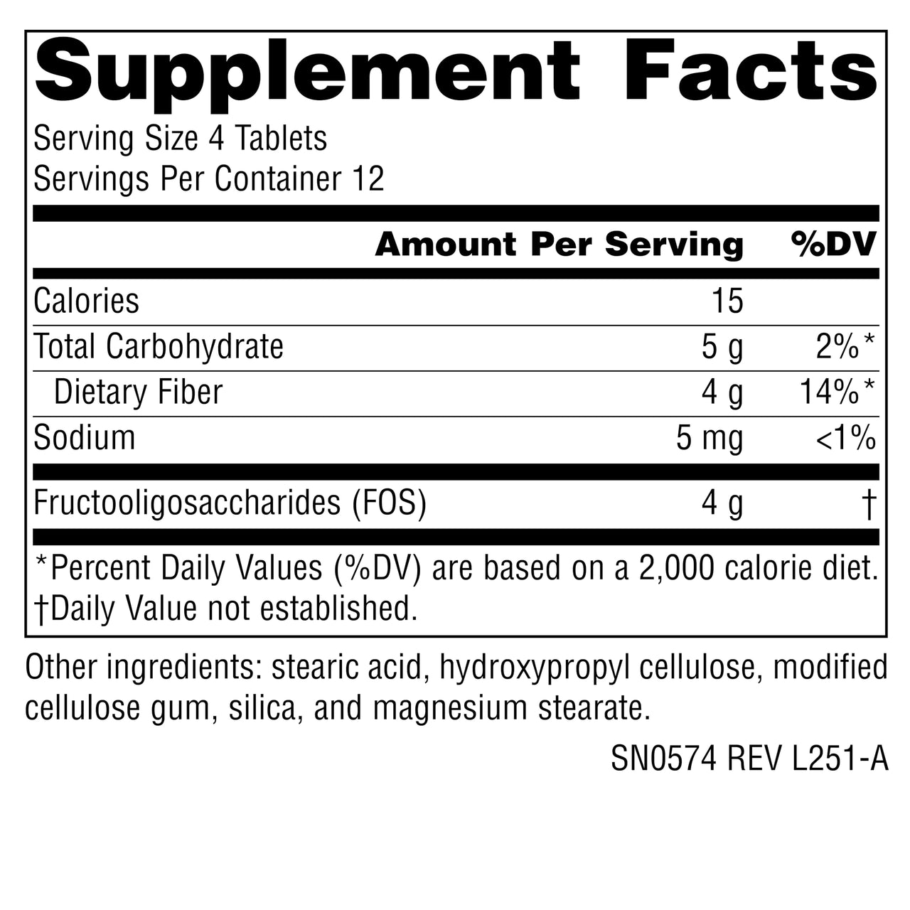 Source Naturals FOS 1000 mg Fructooligosaccharides Probiotic Enhancer - 50 Tablets