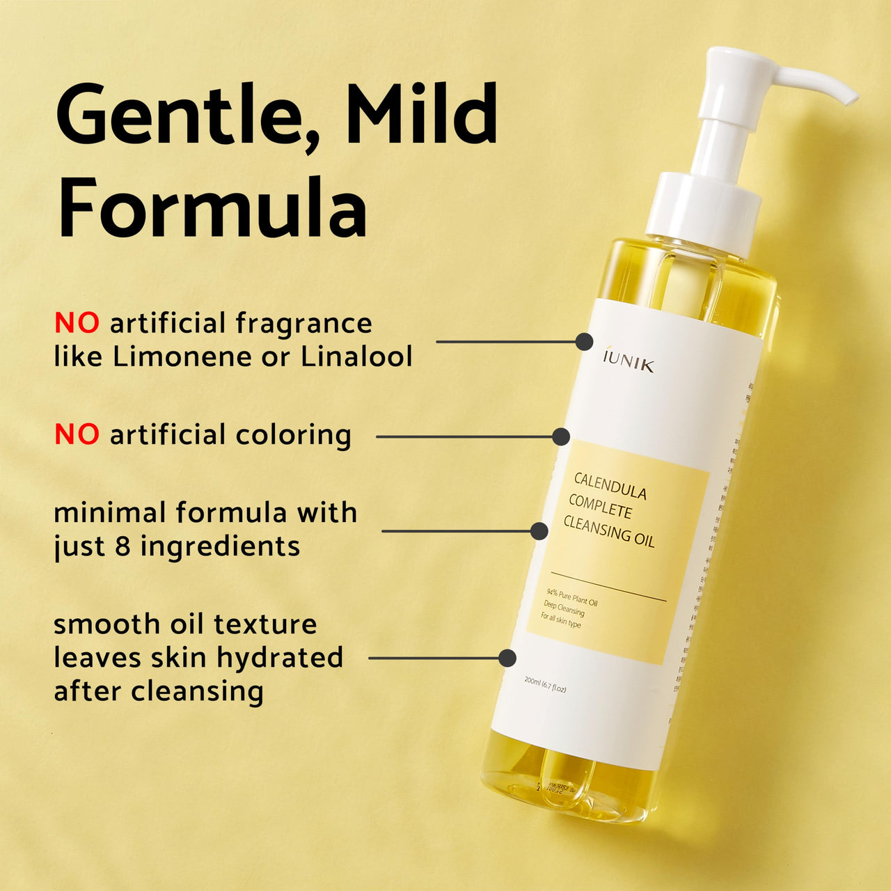 iUNIK Calendula Jojoba Oil Cleanser Gentle Makeup Remover Pore Cleansing Oil & Centella Bubble Foaming Facial Cleanser Vegan Soothing Moisturizing Dry Oily Sensitive Skin Korean Skincare