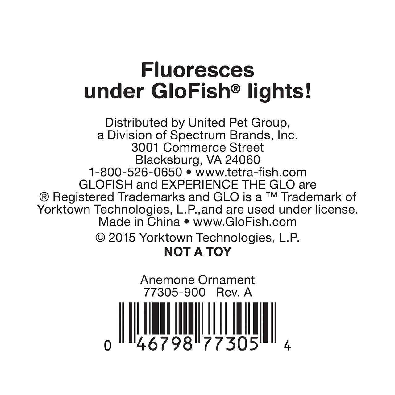 GloFish Yellow Anemone Ornament, Detailed Aquarium Ornament, Creates A Glowing Effect