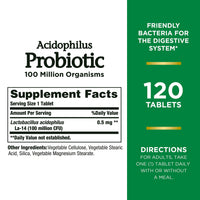 Thumbnail for Nature's Bounty Acidophilus Probiotic, Daily Probiotic Supplement, Supports Digestive Health, 1 Pack, 120 Tablets