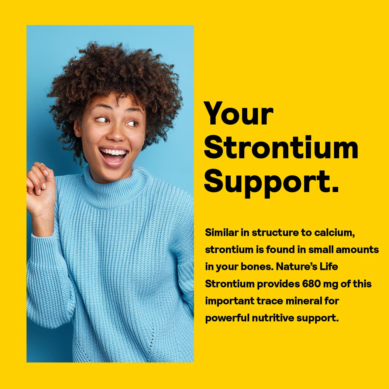 Nature's Life Strontium Citrate 680 mg Supplement for Men & Women - Trace Mineral Support for Bone Health, High Absorption Formula, Gentle Digestion - 60 Vegetarian Tablets