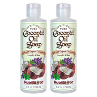 Thumbnail for NutriBiotic – Pure Coconut Oil Soap, Lavender & Mint, 8 Oz Twin Pack | Certified Organic, Unrefined, Biodegradable | Vegan & Made without GMOs, Gluten or Parabens | Thin, Liquid Castille Soap