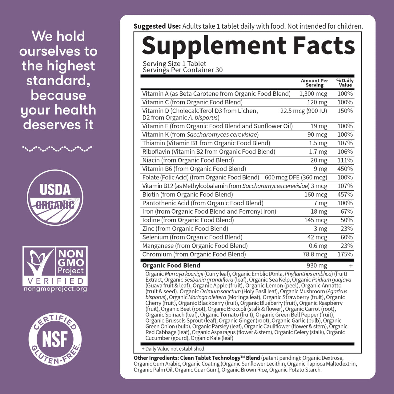 Garden of Life Organics Prenatal Vitamin: Folate for Energy & Healthy Fetal Development, Non-constipating Iron, Vitamin C, B6, B12, D3 – Organic, Non-GMO, Gluten-Free, Vegan, 30 Day Supply