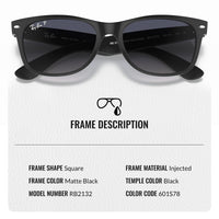Thumbnail for Ray-Ban RB2132 NEW WAYFARER CLASSIC POLARIZED Square Shaped Sunglasses for Men & Women – Includes Official Rayban Eyewear Kit – Ideal Formal & Casual Wear Sunglasses – blue/gey Lens