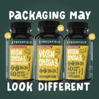 Thumbnail for Freshfield Vegan Omega 3, Algae (Algal) Oil, Fish Oil Free Company, Third Party Tested, Carrageenan Free, DHA Supplement w/DPA, Plant Based Omega. Supports Heart, Brain, Joint Health