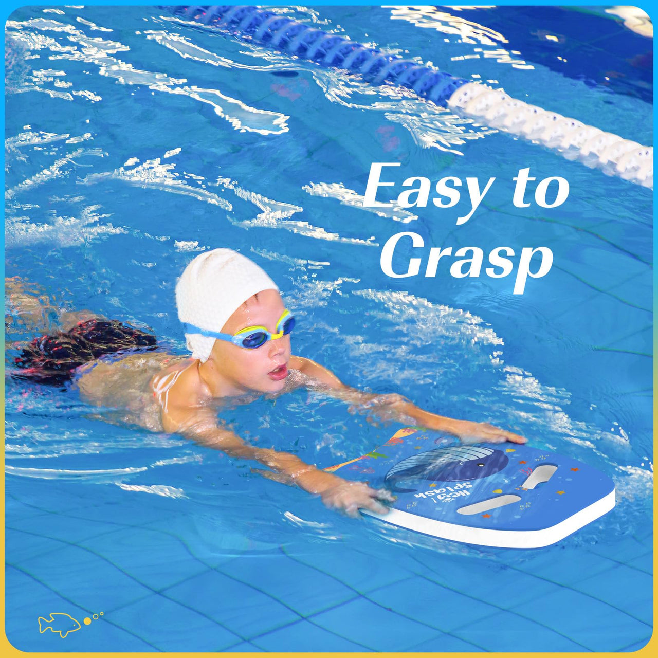 HeySplash Swim Kickboard for Kids, Swimming Kickboard Cute Pattern Swim Training Aid for Children, Pool Exercise Equipments for Beginning Swimmers Safety Swim Board Auxiliary, Indigo Whale