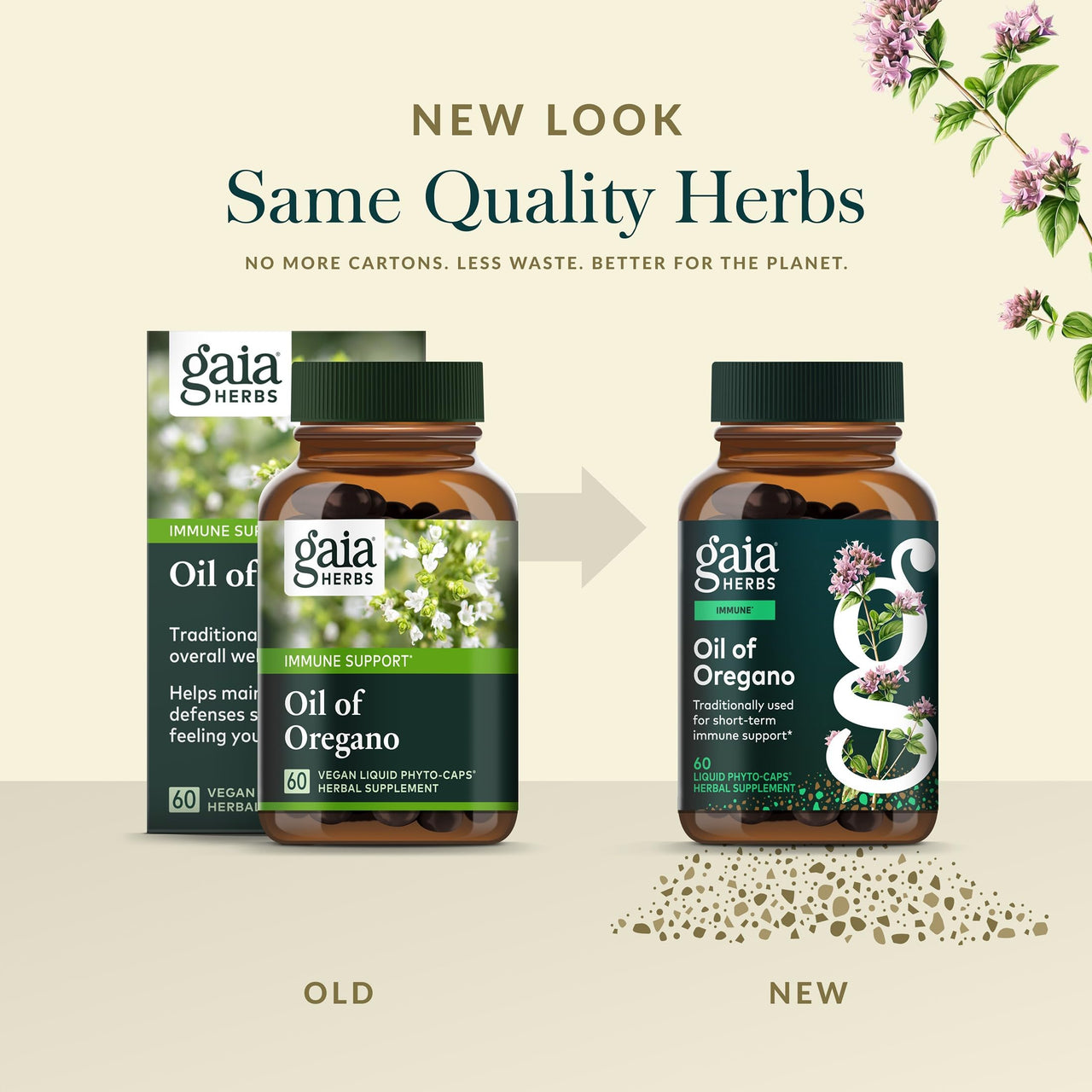 Gaia Herbs Oil of Oregano - Immune & Antioxidant Support Supplement - with Oregano Oil, Carvacrol & Thymol* - 60 Vegan Liquid Phyto-Caps (60 Servings)