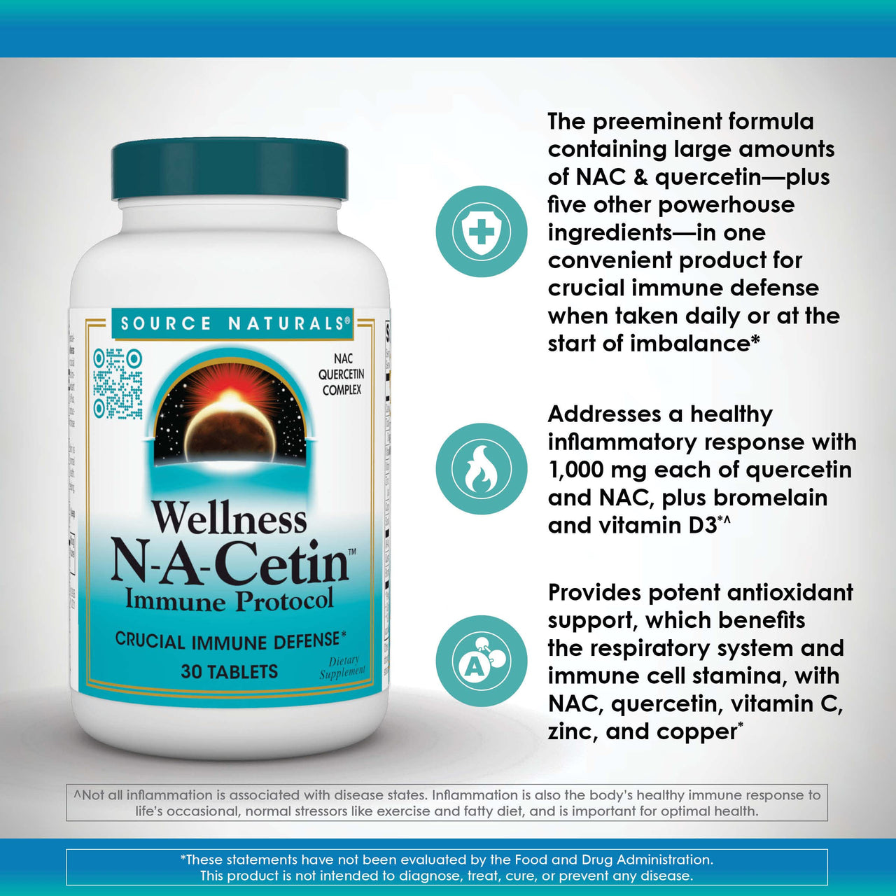 Source Naturals Wellness N-A-Cetin Immune Protocol, Crucial Immune Defense* - 30 Tablets