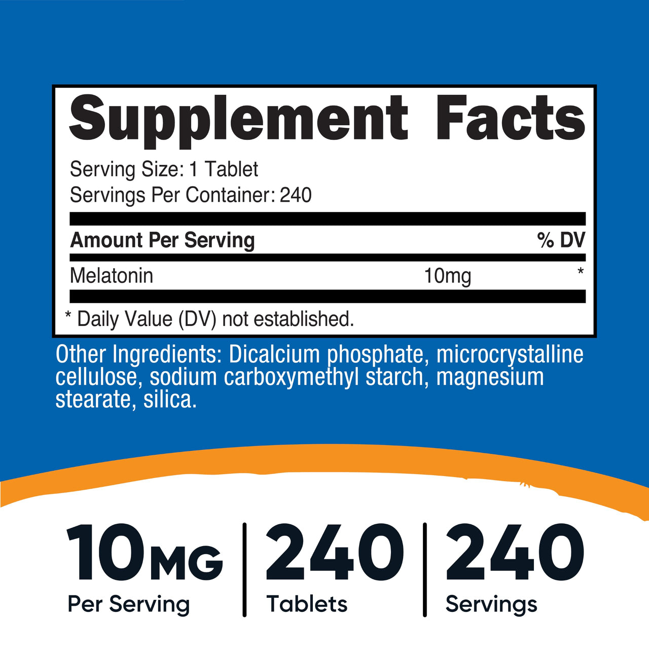 Nutricost Melatonin 10mg, 240 Tablets - 10mg Per Serving, Non-GMO, Gluten Free