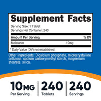 Thumbnail for Nutricost Melatonin 10mg, 240 Tablets - 10mg Per Serving, Non-GMO, Gluten Free