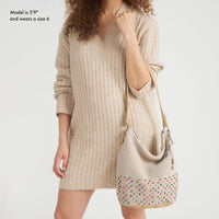 Thumbnail for The Sak Womens Hand-crochet, Soft & Slouchy Silhouette, Timeless Elevated Design Sequoia Hobo Bag In Crochet, Shoulder Purse, Ecru Multi Bead, Ecru Multi Bead