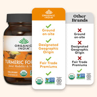 Thumbnail for ORGANIC INDIA Turmeric Curcumin Herbal Supplement - Joint Mobility & Immune System Support, Healthy Inflammatory Response, Whole Root Supplement, Organic Trikatu, USDA Certified Organic - 90 Capsules
