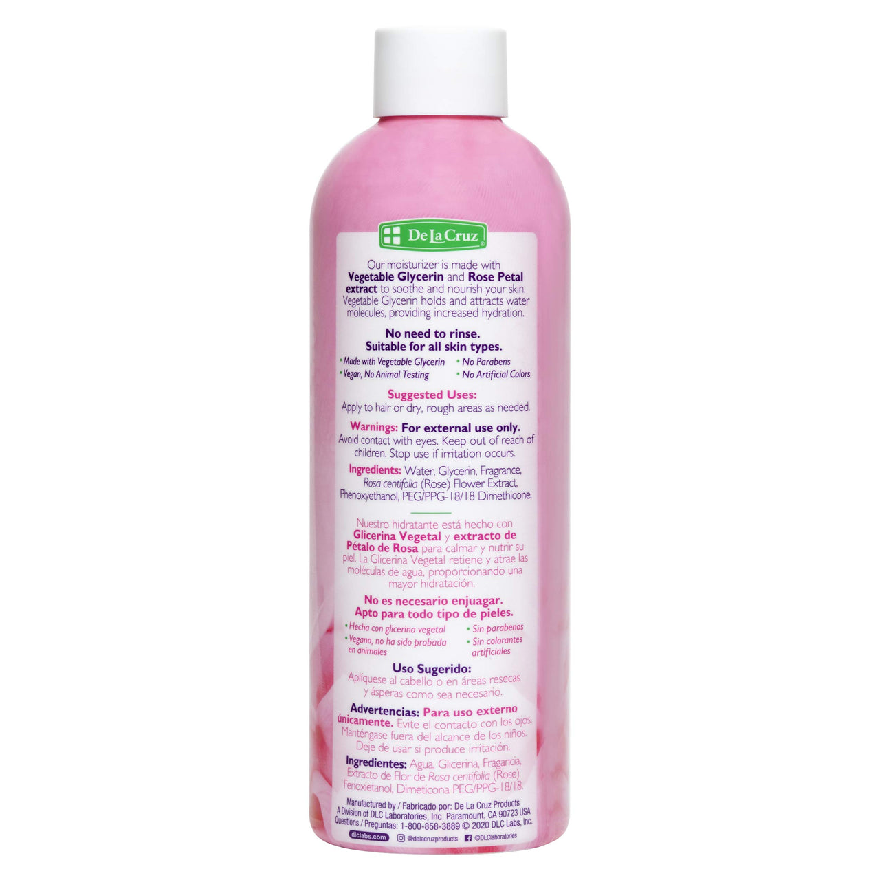 De La Cruz Rose Water and Glycerin for Face Bundle – Rosewater Facial Toner and Moisturizer for Skin and Hair - 8 fl oz + 16 fl oz Refill Bottle
