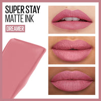 Thumbnail for Maybelline Super Stay Matte Ink Liquid Lipstick Makeup, Long Lasting High Impact Color, Up to 16H Wear, Dreamer, Warm Pink Neutral, 1 Count
