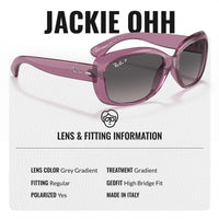 Thumbnail for Ray-Ban RB4101 JACKIE OHH TRANSPARENT POLARIZED Butterfly Shaped Sunglasses for Men & Women – Includes Official Rayban Eyewear Kit – Ideal Formal & Casual Wear Sunglasses – Grey Gradient Lens
