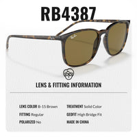 Thumbnail for Ray-Ban RB4387 Square Shaped Non-Polarized Sunglasses for Men & Women – Includes Official RAYBAN Eyewear Kit – Ideal Formal & Casual Wear Sunglasses – B-15 Brown Lens