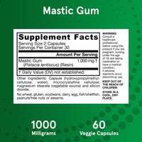 Thumbnail for Jarrow Formulas Mastic Gum 1000 mg, Dietary Supplement for Gastrointestinal Health Support, 60 Veggie Capsules, 30 Day Supply