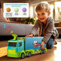 Thumbnail for Carrier Truck Race Track Toddler Toys, Foldable 3 Layer Toddler Track Playset, Dinosaur Toy Truck Transport Car Carrier & 8 Race Cars, Truck Car Kids Toy Gifts for Age 3 4 5 6+ Year Old Boys Girls