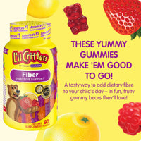 Thumbnail for L’il Critters Fiber Daily Gummy Supplement for Kids, for Digestive Support, Berry and Lemon Flavors, 90 Gummies