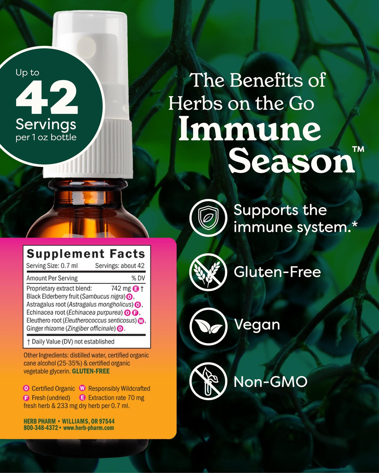Herb Pharm Herbs on The Go Portable Spray: Immune Season, 1 Ounce