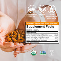 Thumbnail for ORGANIC INDIA Turmeric Curcumin Herbal Supplement - Joint Mobility & Immune Support, Healthy Inflammatory Response, Whole Root Supplement, Trikatu, USDA Certified Organic, Non-GMO - 180 Capsules