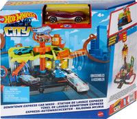 Thumbnail for Hot Wheels City Toy Track Set, Downtown Express Car Wash Playset with 1:64 Scale Vehicle, Foam Roller & Drying Flaps