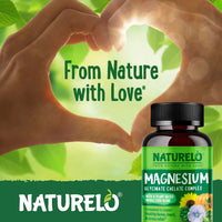 Thumbnail for NATURELO Magnesium Glycinate Chelate Complex - 200 mg Magnesium with Organic Vegetables to Support Sleep, Calm, Muscle Cramp & Stress Relief - Gluten Free, Non GMO - 120 Capsules