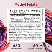 Thumbnail for Jarrow Formulas Extra Strength Methyl Folate 400 mcg, Dietary Supplement for Cardiovascular and Neurologic Health Support, 60 Veggie Capsules, 60 Day Supply