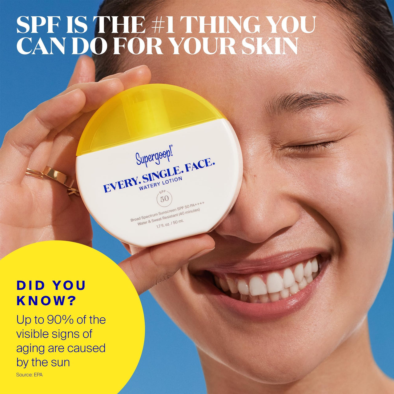 Supergoop! Every. Single. Face. Watery Lotion - 1.7 fl oz - Broad Spectrum SPF 50 PA++++ Sunscreen Lotion - Water & Sweat Resistant - All Skin Types