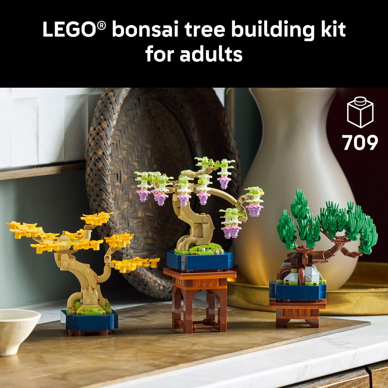 LEGO Botanicals Mini Bonsai Trees Building Set - Artificial Bonsai Tree Building Blocks for Adults, Ages 18+ - Gift for Birthdays for Him - DIY Home and Office Decor for Men and Women - 10373