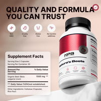 Thumbnail for Nature's Pure Blend Organic Beet Root Powder Capsules – Beet Root Capsules & Beets Supplements for Circulation – L Arginine – Nitric Oxide Supplements – 1500MG