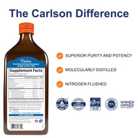Thumbnail for Carlson - The Very Finest Fish Oil, 1600 mg Omega-3s, Liquid Fish Oil Supplement, Norwegian Fish Oil, Wild-Caught, Sustainably Sourced Fish Oil Liquid, Orange, 16.9 Fl Oz