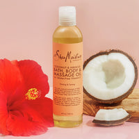 Thumbnail for Shea Moisture Coconut & Hibiscus Massage Oil and Body Oil for Dry Skin, Bath Oil with Coconut Oil and Vitamin E Oil for Skin, 8 oz