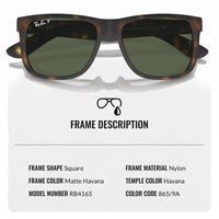 Thumbnail for Ray-Ban RB4165 Justin Classic Polarized Square Shape Sunglasses for Men and Women- Timeless Classic Sun Glasses with Modern Elegance - Premium UV Protection - Designer Men's and Women's Sunglasses