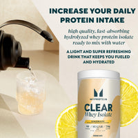 Thumbnail for Myprotein Clear Whey Isolate Protein Powder, 1.1 Lb (20 Servings) Lemonade, 20g Protein per Serving, Naturally Flavored Drink Mix, Daily Protein Intake for Superior Performance
