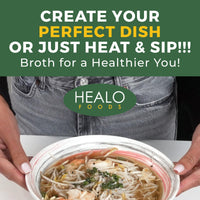Thumbnail for Healo Foods Heritage Chicken Bone Broth - Rich in Natural Collagen & Protein - Gluten-Free, Non-GMO, Premium* Sipping Bone Broth - Pasture-Raised | Regeneratively Sourced | Better than Organic- 14 fl. oz (Pack of 6)