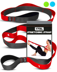 Thumbnail for Stretching Strap with Loops - Non Elastic Stretch Band for Physical Therapy, Yoga Strap for Stretching Equipment, Stretch Bands for Exercise and Flexibility - Fascia, Hamstring and Leg Stretcher Belt