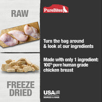 Thumbnail for PureBites Chicken Breast Freeze Dried Dog Treats, 1 Ingredient, Made in USA, 6.2oz
