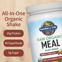 Thumbnail for Garden of Life Meal Replacement Shakes, Raw Organic, Vanilla Chai Protein Powder with Plant Based Pea Protein, Sprouts, Greens, Probiotics, Dairy Free 28 Servings