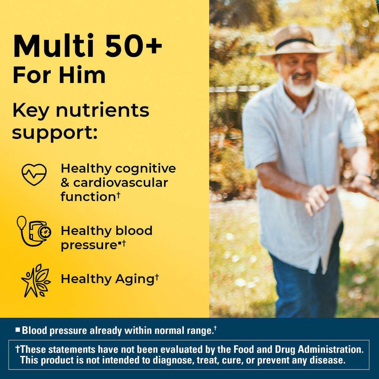 Nature Made Multivitamin For Him 50+, Mens Multivitamins for Daily Nutritional Support, Multivitamin for Men, 90 Tablets, 90 Day Supply