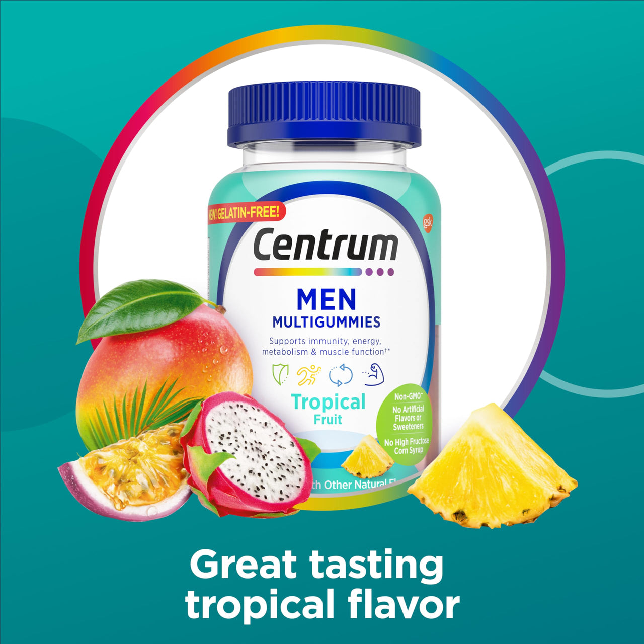 Centrum Men's Multivitamin Gummies, Immune, Energy, Healthy Appearance Support, 100 Count, 50 Day Supply