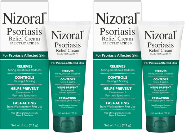Nizoral Psoriasis Relief Cream- Relieves Itching, Irritation & Redness and Controls Flaking and Scaling with Maximum Strength Medicine (Salicylic Acid 3%), 4 Fl Oz (Pack of 2)