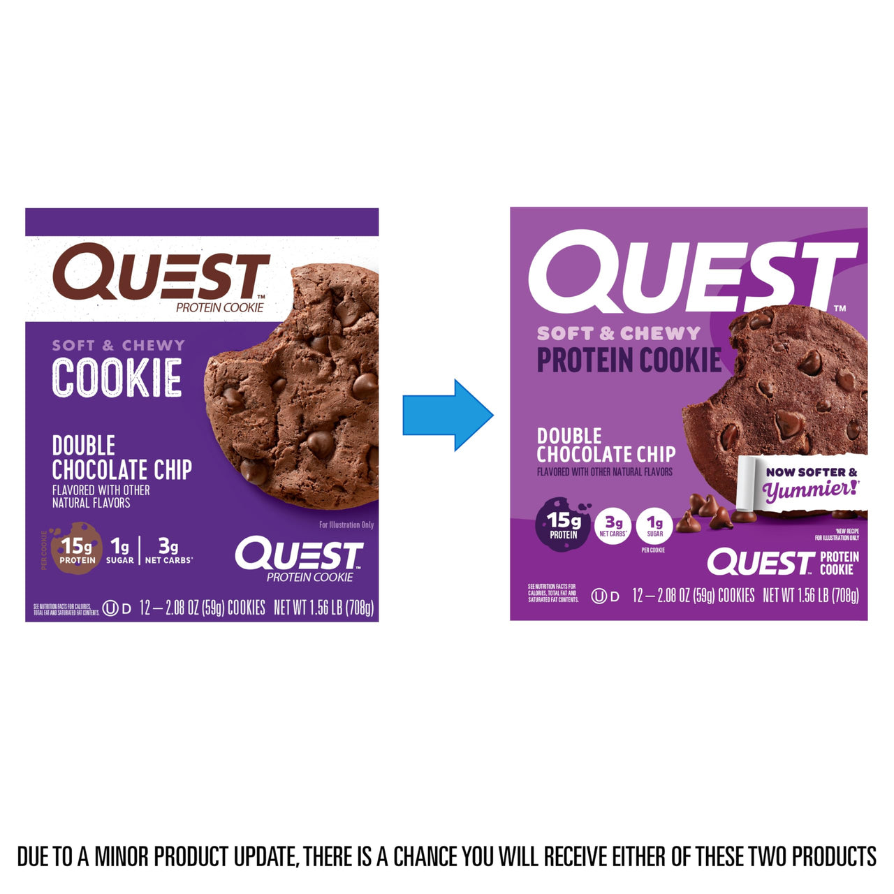 Quest Soft & Chewy Protein Cookie - Double Chocolate Chip (12 Cookies)