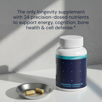 Thumbnail for Blueprint Bryan Johnson Essential Capsules - Daily Multivitamin/Multimineral for Women and Men - Antioxidant Supplement with Calcium, Vitamin B1, Vitamin D, and Zinc - Vegan and Non GMO (30 Servings)