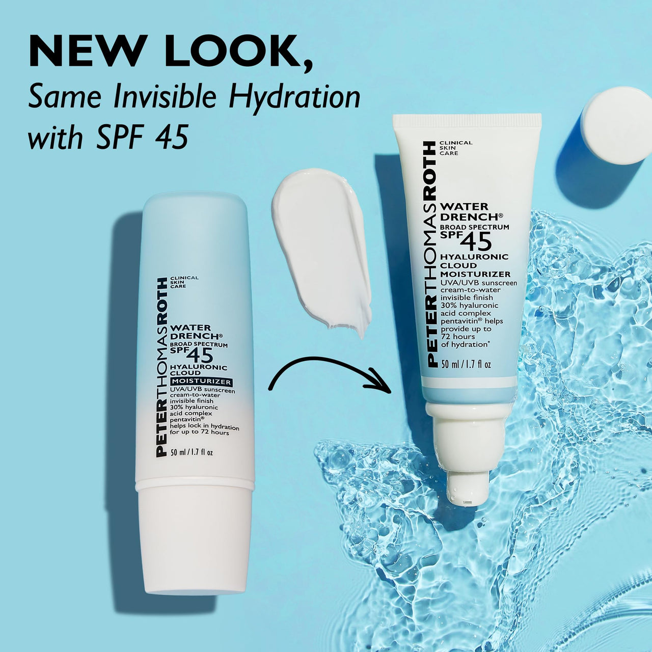 Peter Thomas Roth | Water Drench® Broad Spectrum SPF 45 Hyaluronic Cloud Moisturizer | SPF Moisturizer For Face, Lightweight Sunscreen For Face
