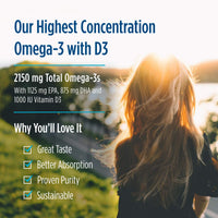 Thumbnail for Nordic Naturals ProOmega 2000-D, Lemon Flavor - 90 Soft Gels - 2150 mg Omega-3 + 1000 IU D3 - Ultra High-Potency Fish Oil - EPA & DHA - Brain, Heart, & Immune Health - Non-GMO - 45 Servings