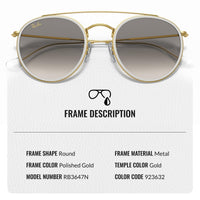Thumbnail for Ray-Ban RB3647N ROUND DOUBLE BRIDGE Round Shaped Non-Polarized Sunglasses for Men & Women – Includes Official RAYBAN Eyewear Kit – Ideal Formal & Casual Wear Sunglasses – Clear Grey Lens