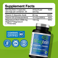 Thumbnail for Magtein - Magnesium L-Threonate Supplement, Memory, Focus, Sleep & Brain Health Formula for Men & Women, Cognitive Support for Adults, Clinically Researched - 60 Veg Capsules